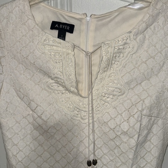 A. Byer Cream Boho Style Short Dress - Size 7 - Picture 3 of 6